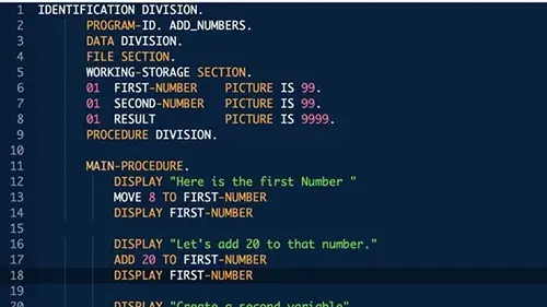 Écran de développement COBOL sur IBM Z/OS